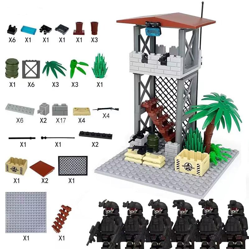 

MOC City Military Guard Tower Building Blocks Field Command Post Bricks Toys for Children Boys Thanksgiving Day