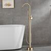 Tuqiu Brushed Gold Bathroom Bathtub Faucet + Handheld Shower Free Standing  Luxury Gray BathTub Mixer Taps Floor Mounted