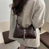 Autumn Vintage PU Hobos Shoulder Bags for Women Versatile Belt Design Ladies Crossbody Bag Simple Solid Color Female Handbags