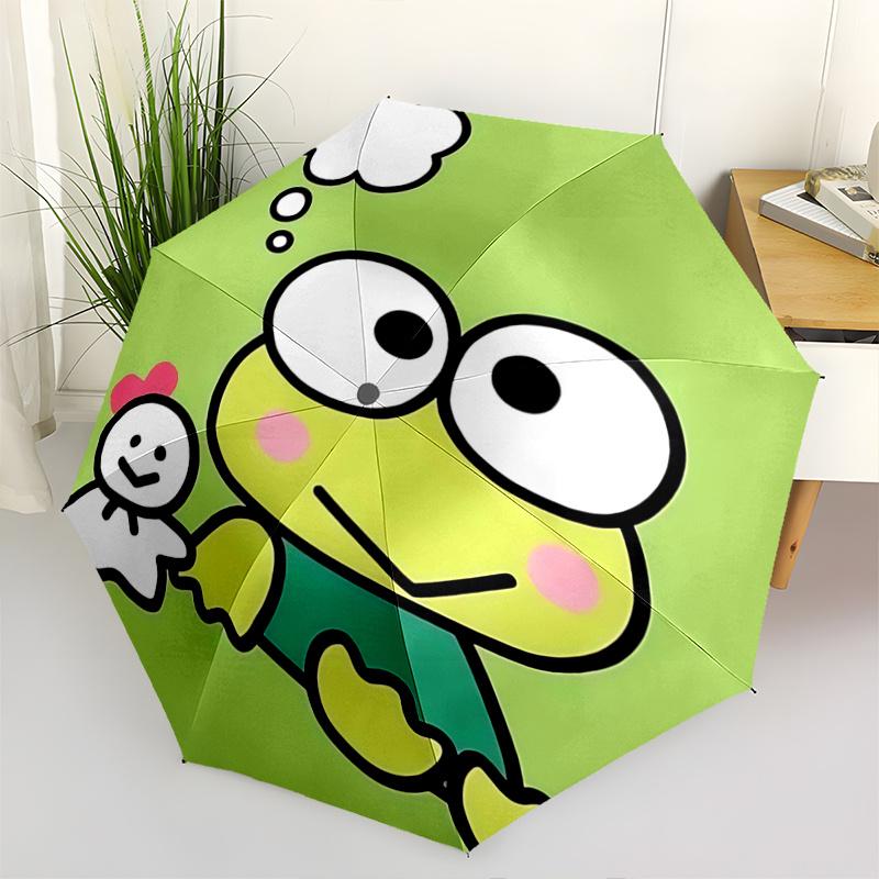 

1pc Keroppi Frog & Snowman Umbrella - Automatic Opening/Closing with Foldable Design, Iron Frame for Outdoor Use, Perfect Gift for Fans, Travelers, Da