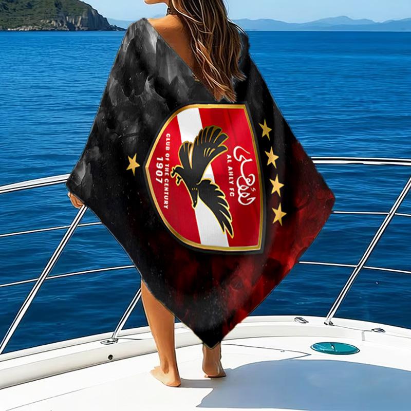 Ahly Football Club Printed Beach Towel, Super Soft Microfiber, Perfect Gift Birthday, for Pool, Beach, Travel, for Family and Friends