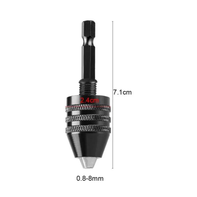 Keyless Drill Chuck 1/4 Inch Hex Shank Quick-Change Converter Aluminum Alloy Sturdy Versatile Compatibility Secure Bit Locking