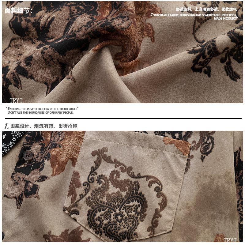 Niche designgevoel van oud bloemenkortemouwenshirt mannen en vrouwen koppels retro los casual zomer casual shirt mannen