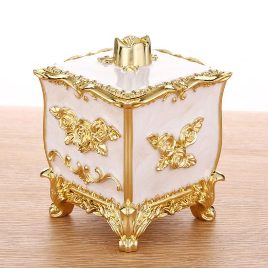 Toothpicks Box European Style Vibrant Color 3 Grids with Lid Relief Pattern Decorative Plastic All-Purpose Toothpick Cotton Swab Organizer Box Home