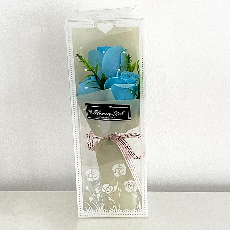 1 Set Luxury Soap Flower Arrangement for Valentine's Day 3 Rose Soap Bouquet Gift Box 9x7x25cm