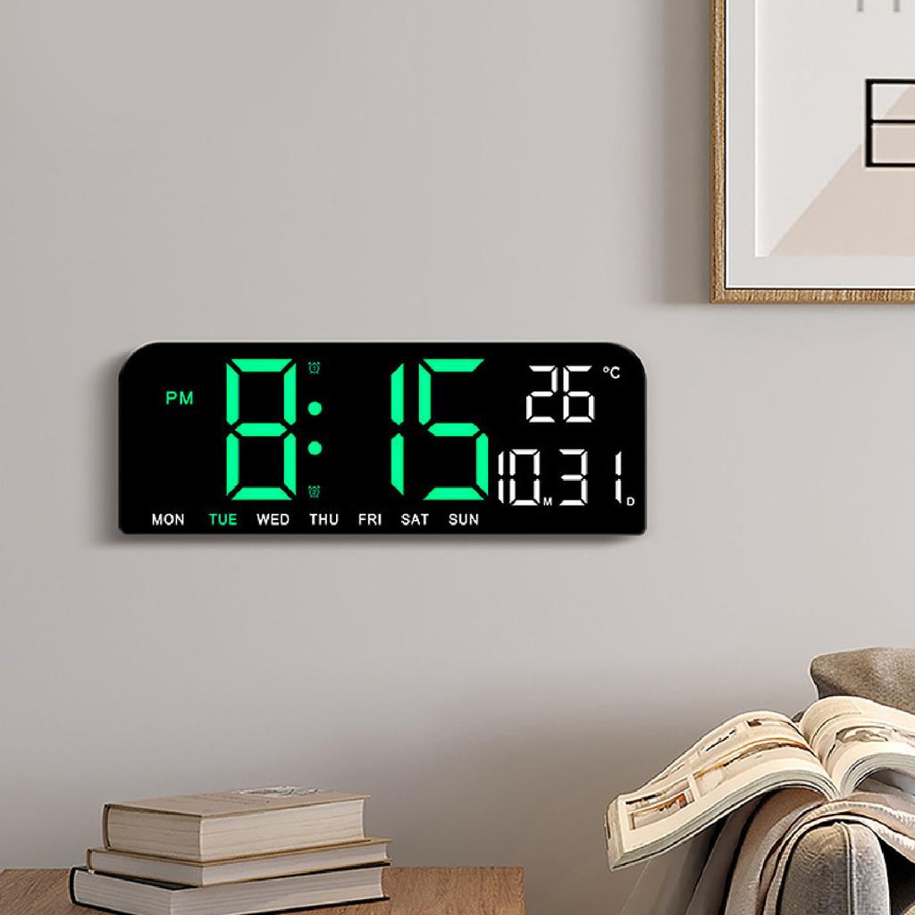 Digital Alarm Clock Large LED Di Lay Desk Wall Clock with Temperature Date Week Di Lay   Brightness 12 24H Di Lay for Home Bedroom