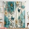 2PCS Digital Printed Curtains, Blue Flower Butterfly Nature Insect Floral, Window Drapes for Living Room Bedroom Home Decoration