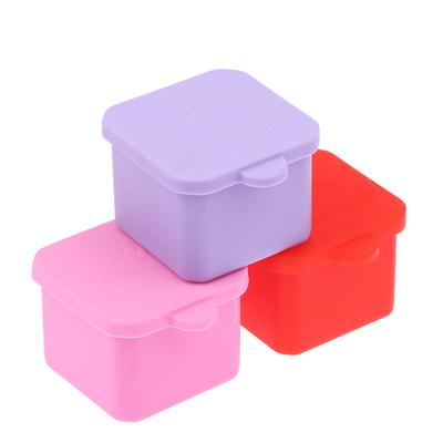 Bento Box in silicone, contenitore per condimenti, divisore per salse, con coperchio, quadrato, rettangolare, contenitore per condimenti, riutilizzabile, per bambini