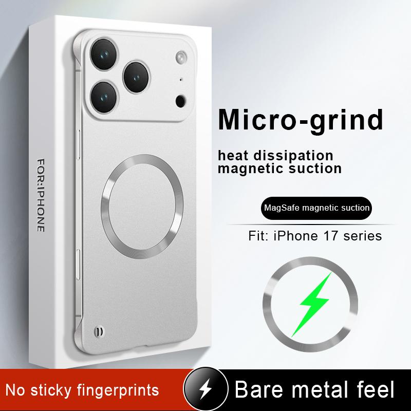 Frameless Ultra Thin Magnetic Case For iPhone 17 Air 16 15 14 Plus 13 12 Pro Max For Magsafe Solid Color Soft PC Back Cover