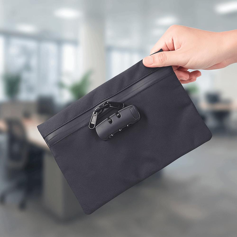 Combination Lock Money Bag with Lock Canvas Security Document Bag Portable Locking Pouch  Home