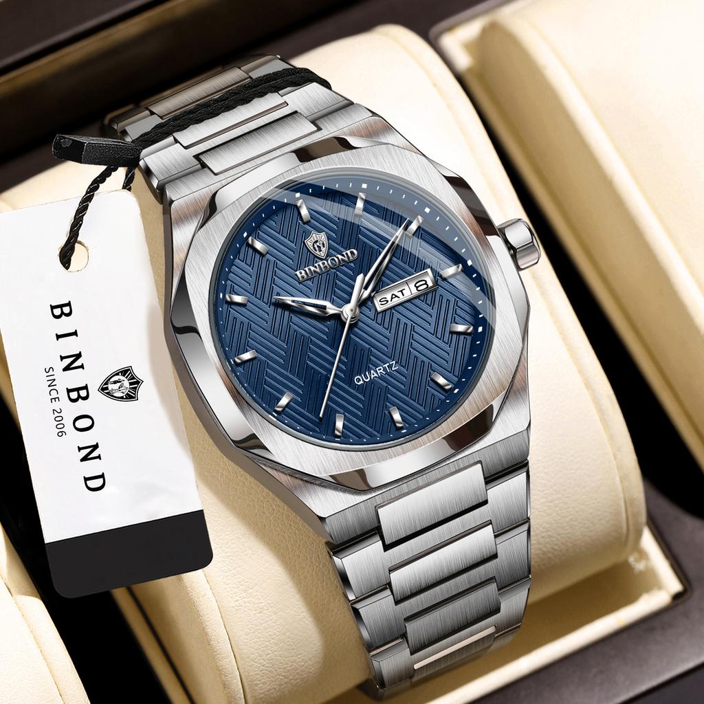 BINBOND Orginal Quartz Watches For Men Luxury Waterproof Regalos Para Hombres Luminous Auto Date Week Display Relojes +Box