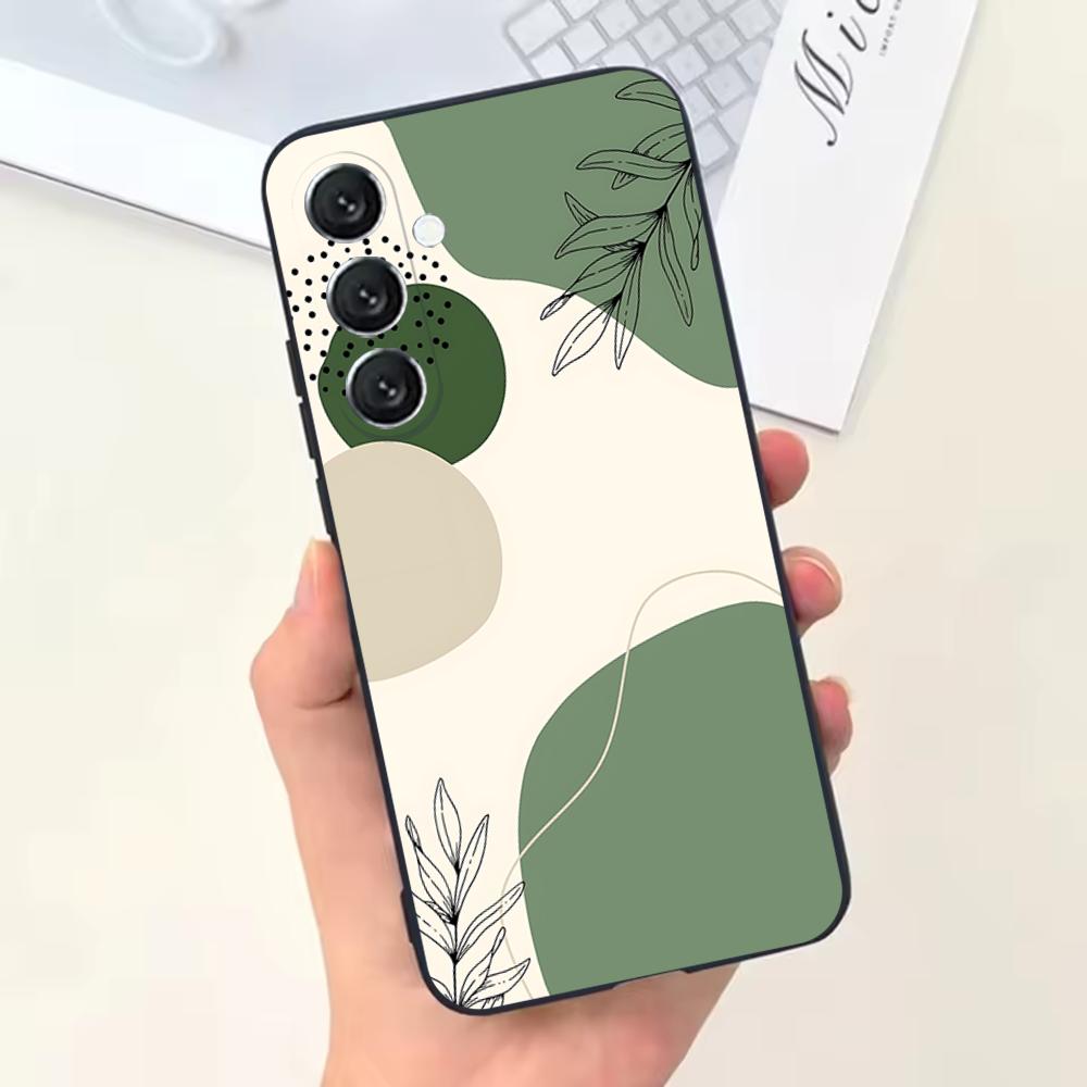 Aesthetic Sage Green Phone Case For Samsung Galaxy A13,A21s,A22,A31,A32,A52,A53,A71,A80,Soft Black Shell