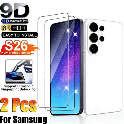 2Pcs High Clear Tempered Glass for Samsung Galaxy S26 S25 S24 Ultra S23 S22 S21 Plus S25 S26 Edge Anti-Scratch Screen Protector