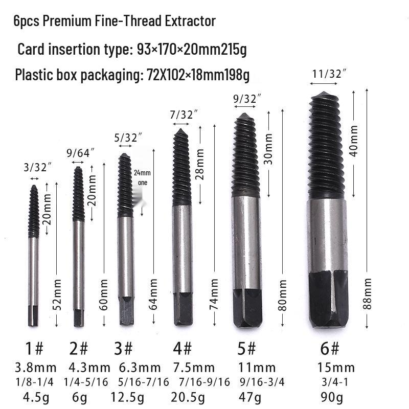 5/6/8-Piece High-Strength Broken Pipe & Screw Extractor Set