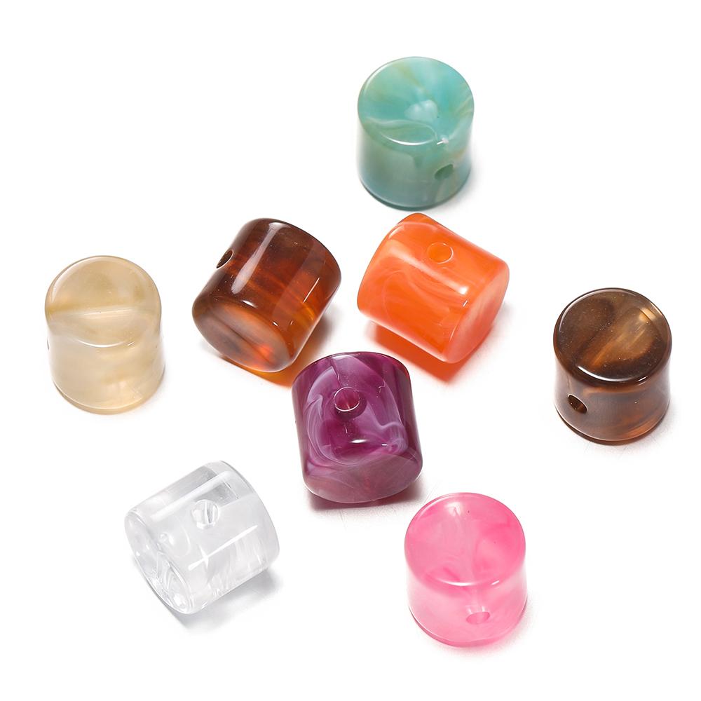 10 Stück 11,5x12mm Zylindrische Perlen Acryl Imitation Stein Lose Abstandshalterperlen für DIY Armband Halskette Schmuckherstellung Zubehör