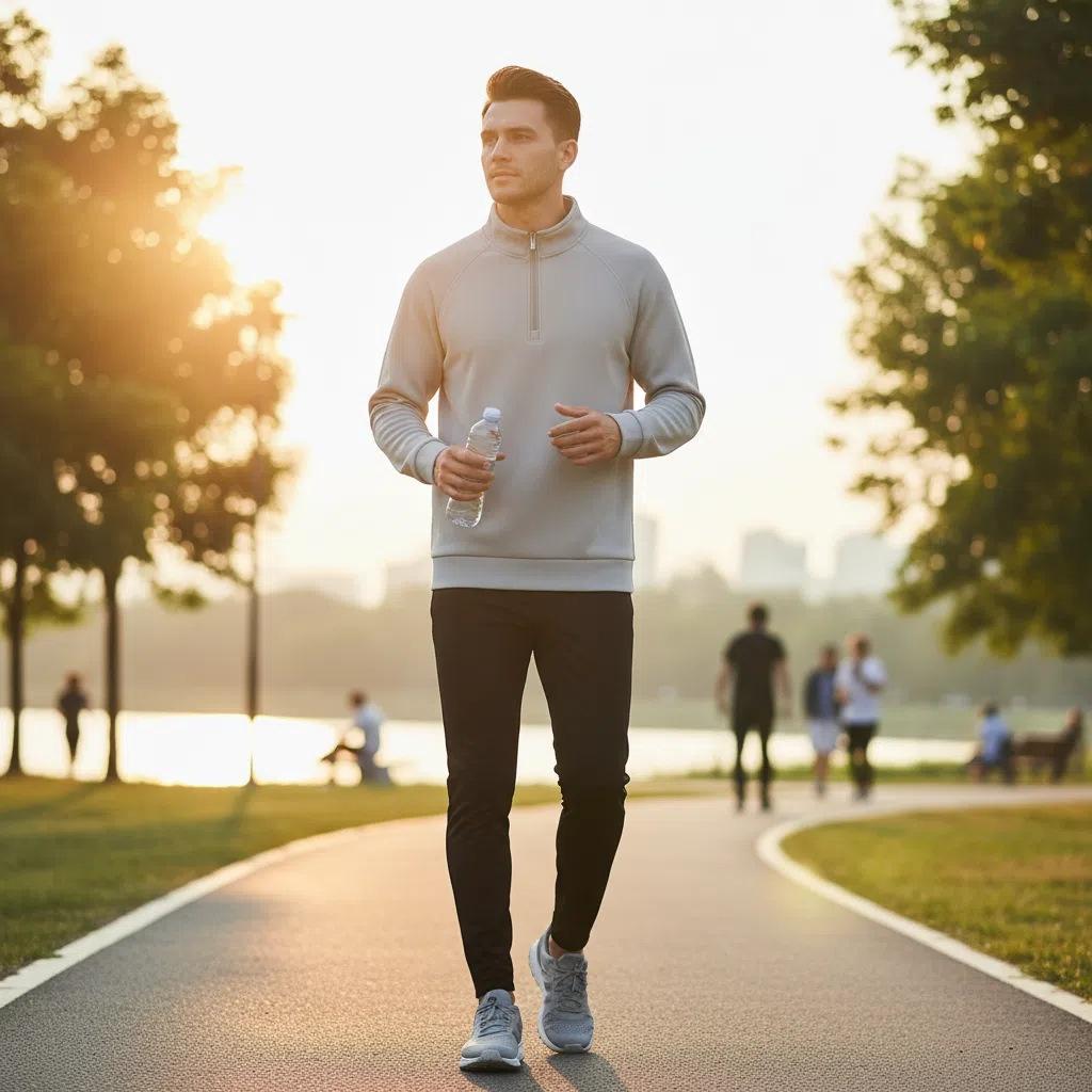 Men's White Half-Zip Sweatshirt Comfortable & Stylish Casual Pullover for Everyday Wear, Urban Streetwear Look