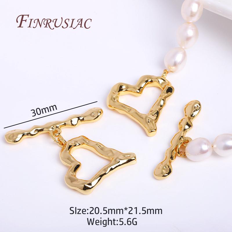 18K Real Gold Plated Geometry Heart OT Clasp For Bracelet Necklace Components,Dainty Brass Toggle Clasp DIY Accessory Wholesale