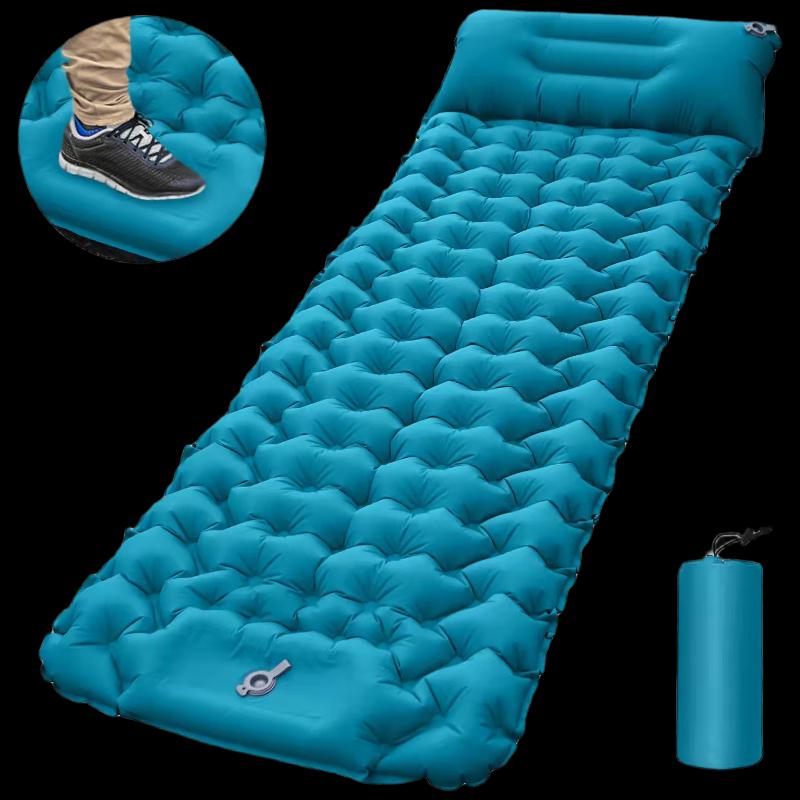 Outdoor Camping Inflatable Mattress with Foot Pump 196x125x9 cm