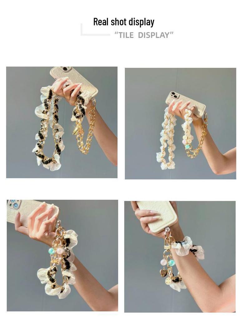 Handmade Woven Chinese-Style Double Layer Bracelet with Retro Phone Lanyard & High-End Plated Gasket