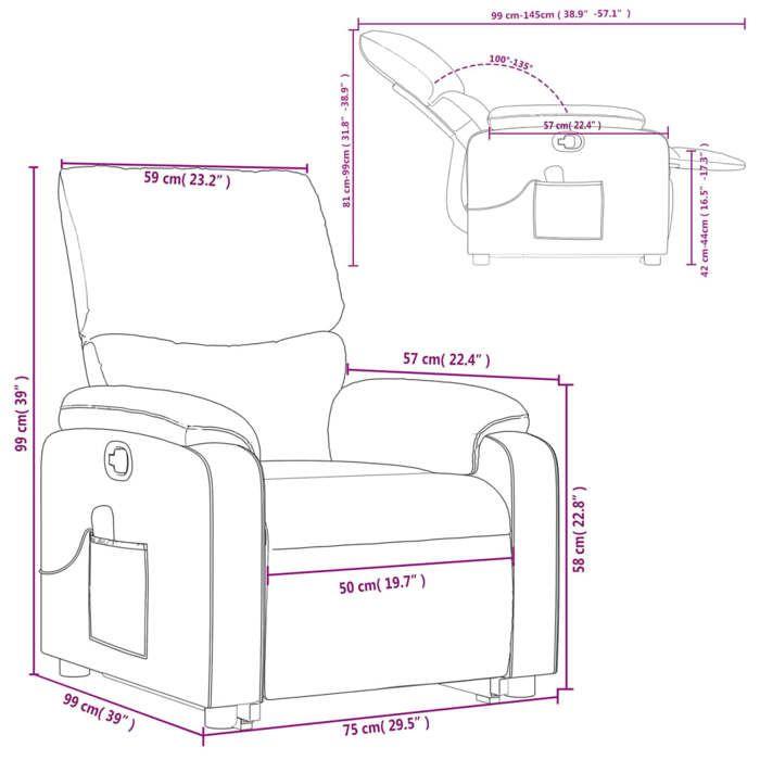 VidaXL Fauteuil inclinable de massage Marron foncé Tissu 3204841