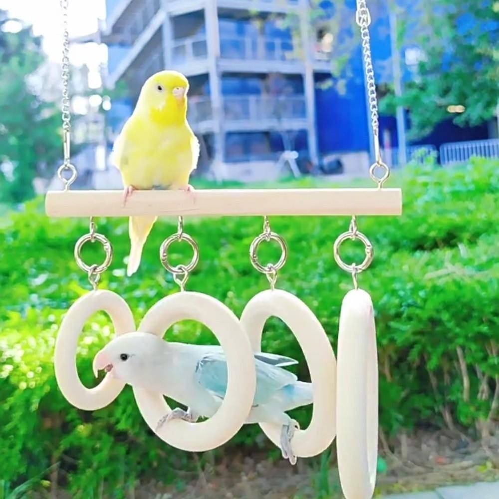 Wooden Parakeet Loop Tunnel Birds Climbing Bird Perch Swing Parrot Ladder  Cage Accessories