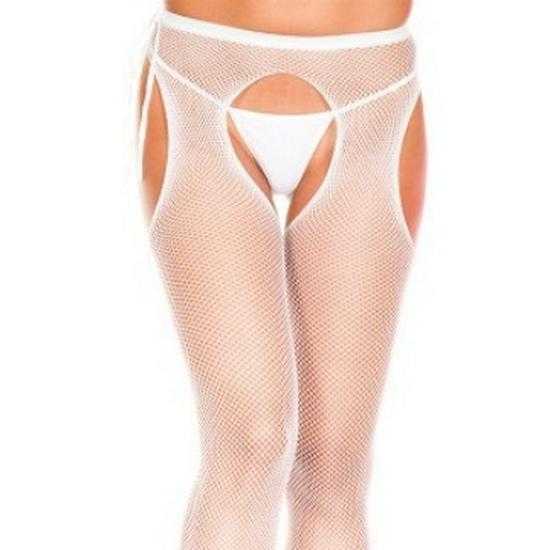 Open Crotch Fishnet Pantyhose - Three-Hole Mesh Style