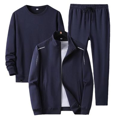Casual sportpak voor mannen van middelbare en oudere leeftijd, losse driedelige set voor lente en herfst