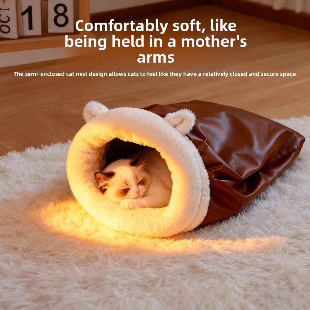 Comfortable Cat Sleeping Bag Plush Winter Pet Bed Soft Puppy Cave  Winter