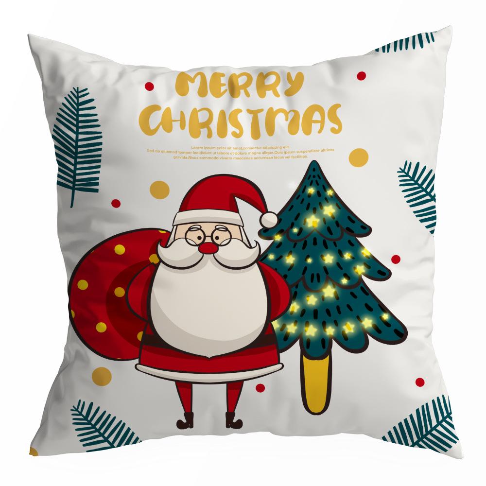 Christmas Pillowcase Cartoon Santa Claus Home Sofa Car Cushion Printed Pillowcase