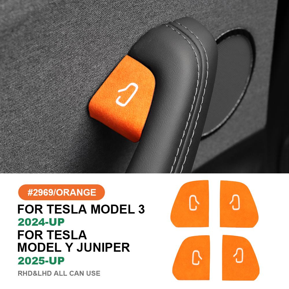 For Tesla Model Y 2025 2026 Italian Premium Suede Juniper Model 3 Highland 2024 2025 2026 Door Switch Patch Trim Sticker