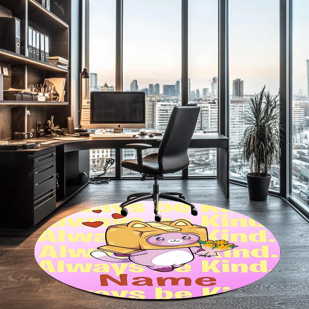 Custom Name LankyBox Printed Round Rug Carpet Chair Rug Area Rug Entryway Doormats,for Office Chair Living Room Bedroom Kitchen Room.