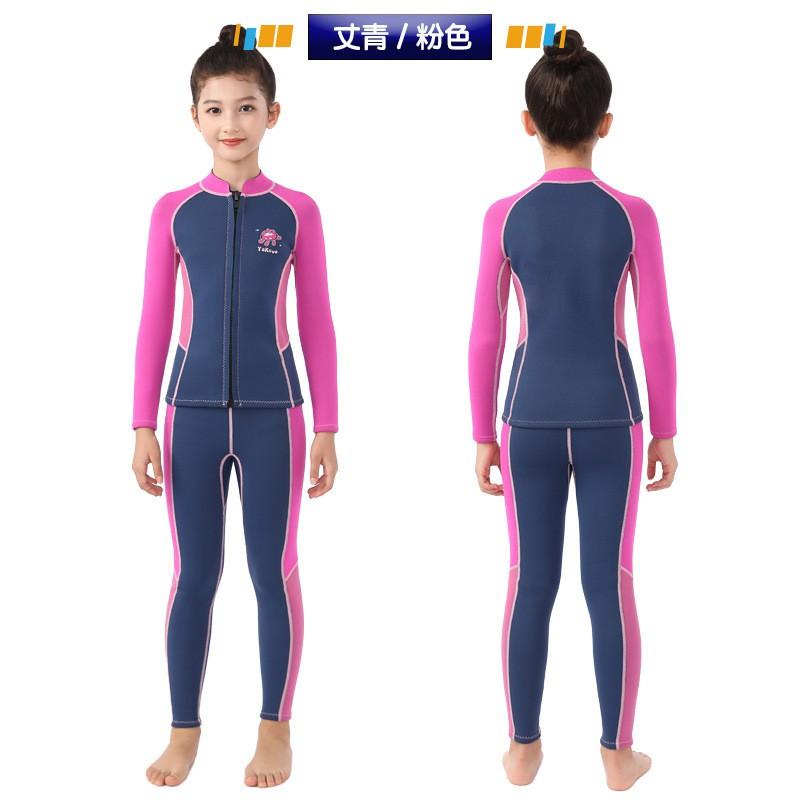 Kids Thermal Wetsuit Full Body Long Sleeve Pants Dive Suit Swimming Snorkeling Winter Use