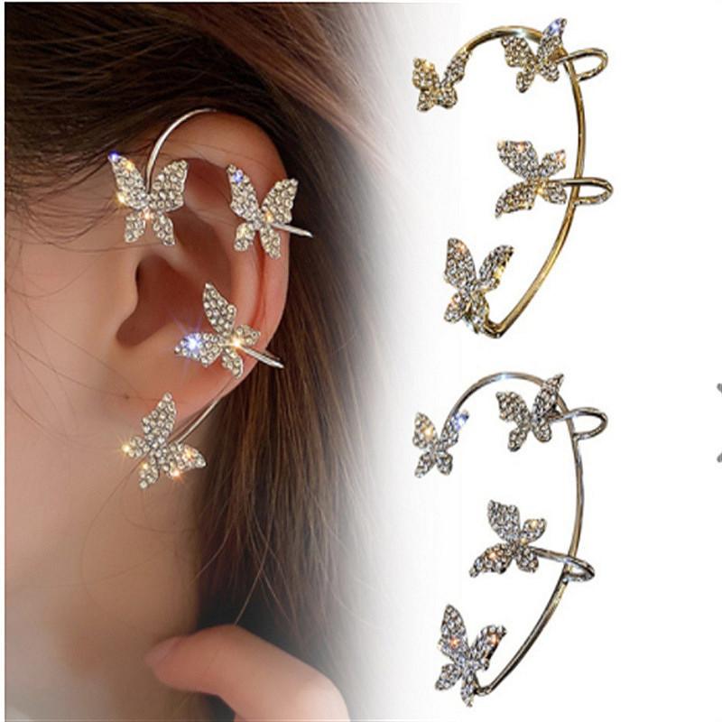 Fashion ear clips without ear piercings, advanced sense, cold wind design sense, personalized earrings, women's sweet and cool versatile butterfly