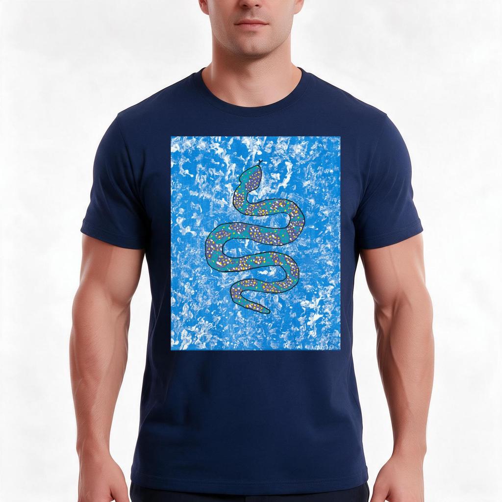 Ocean Spark Abstract Snake Black Outline Tshirt Summer Casual Cotton Tee Oversized Streetwear Tops Vintage Graphic Print