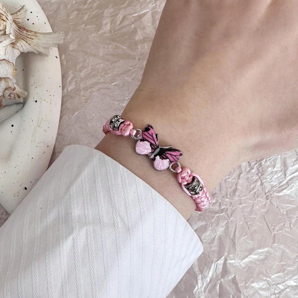 Adjustable Braided Butterfly Bracelet, Insect Pendant Friendship Bracelet