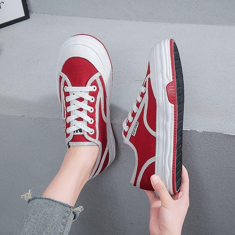 

Кампус новые летние парусиновые туфли повседневные, легкие и удобные на толстой подошве универсальные дышащие трендовые женские туфли кеды 35 красный