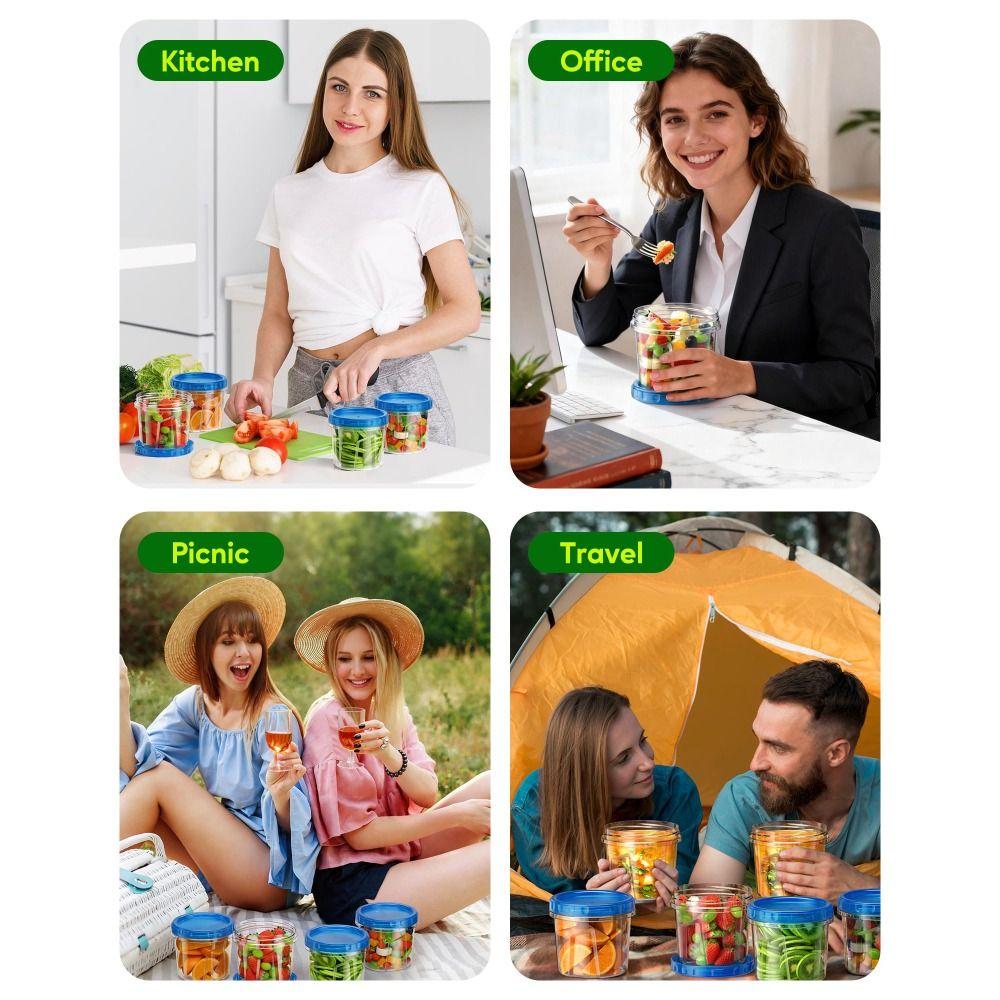 3/6 Stück 16oz Gefrierbehälter mit Deckel Wiederverwendbare Kunststoff-Suppenbehälter BPA-frei Luftdichte Lebensmittelaufbewahrungsbehälter