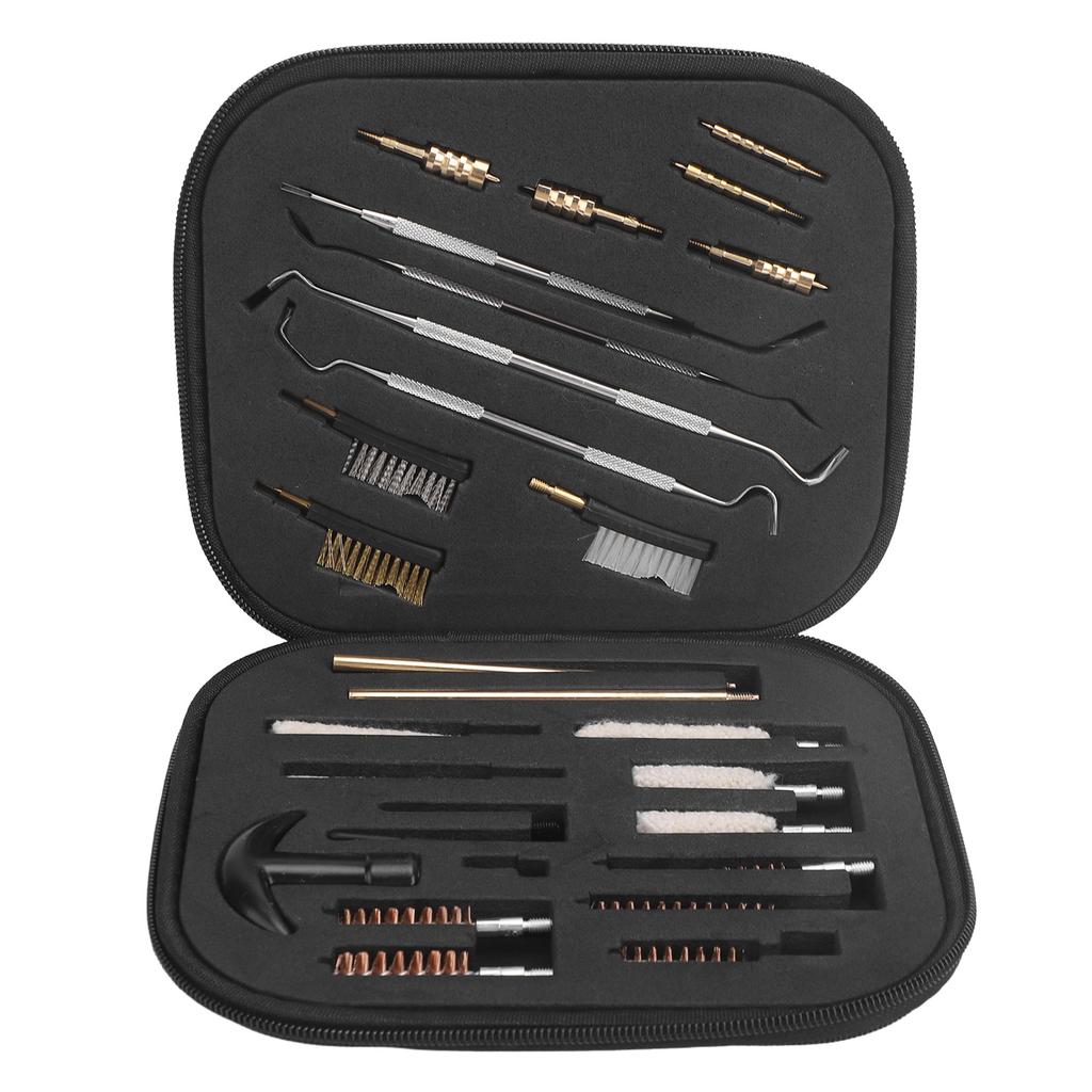 28PCS Hunting Supplies Cleaning Kit Copper Barrel Cleaning Rod Kit with Carrying Case for Pipe Dust