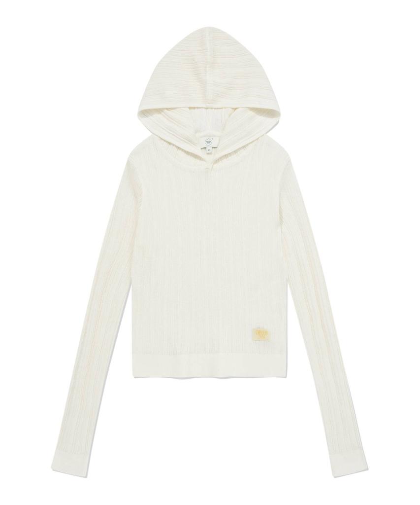 COVERNAT WOMAN Sheer Hoodie Knit Ivory