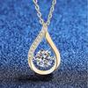 Moissanite Drop Pendant Necklace 18K Gold Plated Chain Women