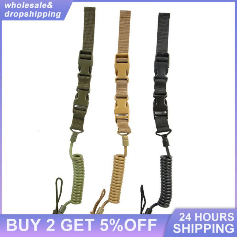 3 Color Tactical Camping Spring Rope Elastic Adjustable Double Quick Release Buckle Safety Anti-lost Sling Strap For