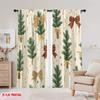 2pcs,2D Plane Printing Window Curtain Christmas Trees Bows Holiday_a Polyester Fabric (without Rod) Versatile All for Living