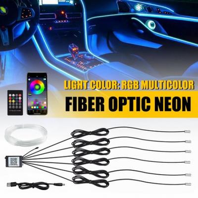 26FT LED RGB Car Interior Fiber Optic Strip Neon Atmosphere Light Kit APP 8M