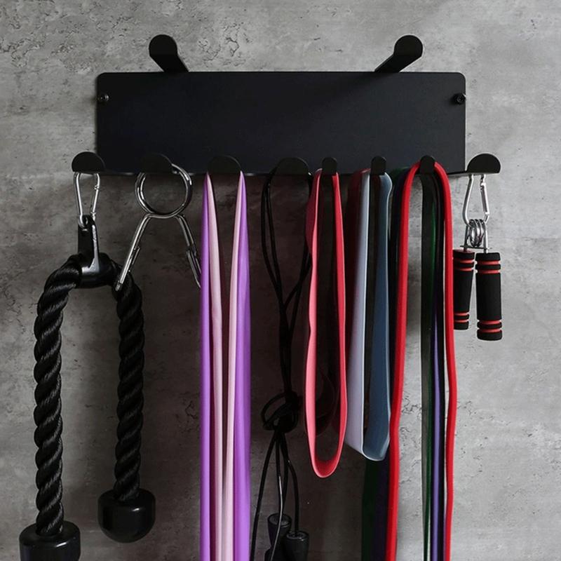 Effective Double Level Fitness Accessories Shelf With 8 Hook 2 Support for Exercise Gear Organization