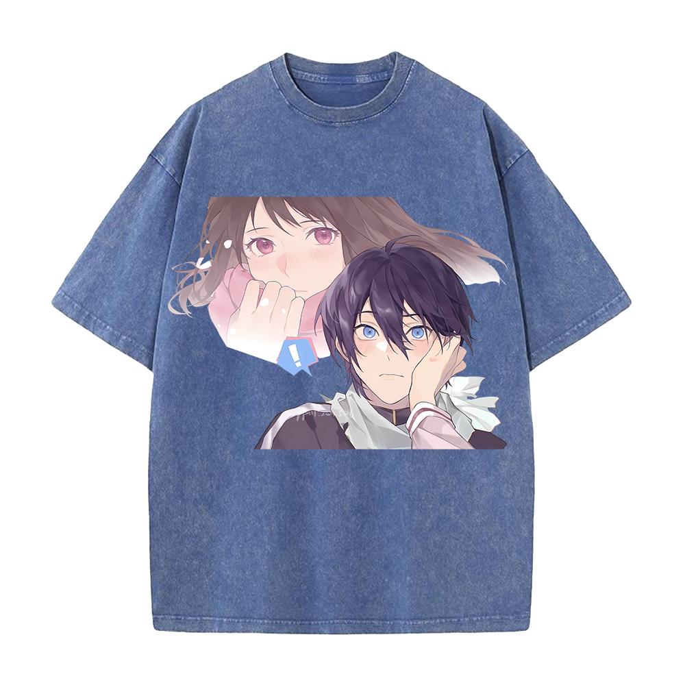 Anime Noragami Yato Iki Hiyori Graphic T Shirt Men Women Clothing Casual Cotton Tshirt Vintage Washed T-shirt Harajuku Male Tops