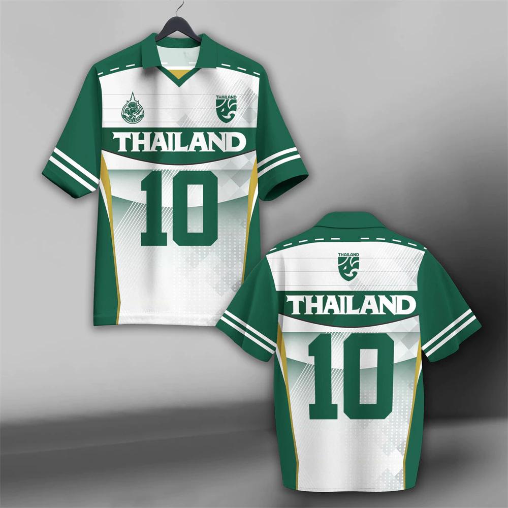 

ТАИЛАНД Футбол Футбол Поло Винтажная Футболка Национальный Флаг Логотип Слона Значок Унисекс Мужчины Женщины ДЖЕРСИ БОЛЕЙ ПРИНТ Быстросохнущая С Коротким Рукавом Униформа 5XL