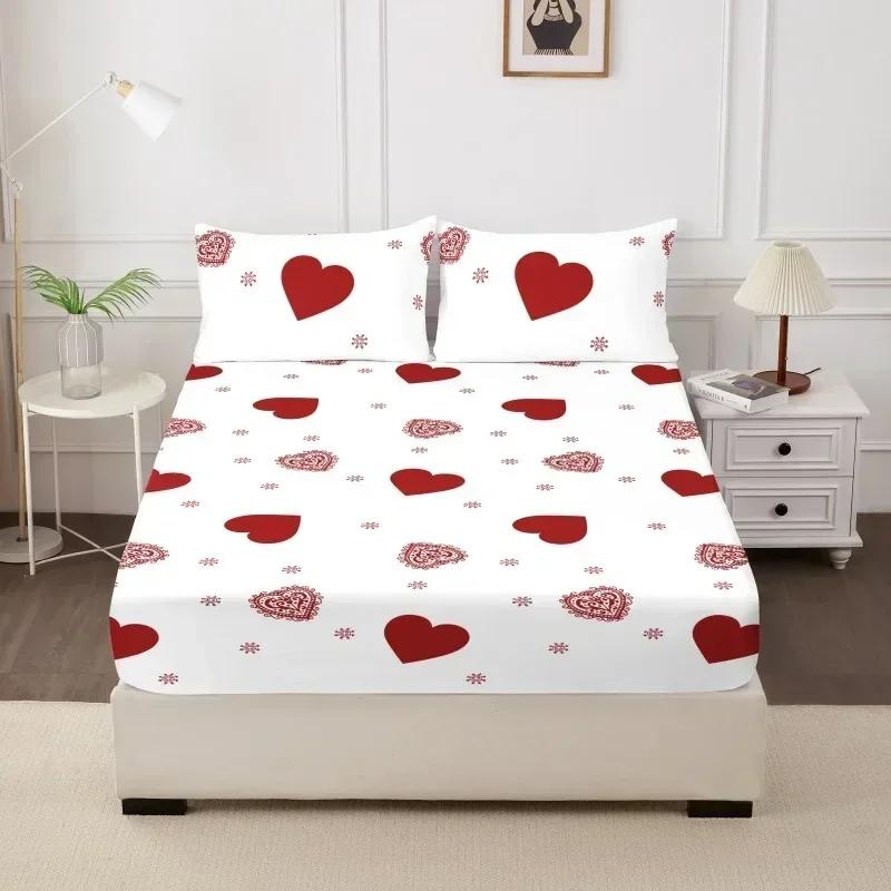 1PC Printed Fitsheet Single Double Twin Queen Size Mattress Cover with Elastic Band Bedsheet Soft Comfortable Fitted Sheet