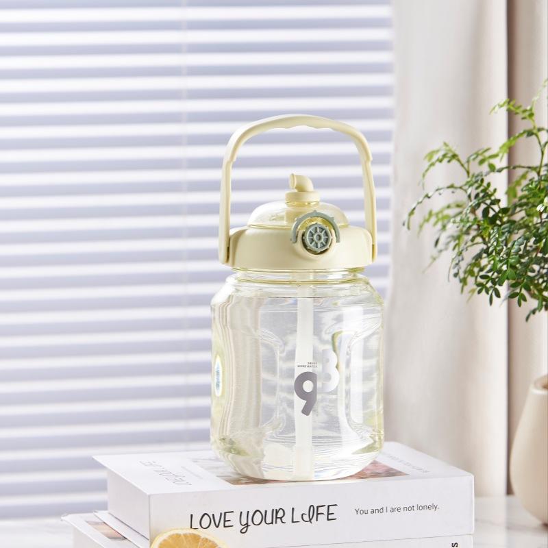 New Submarine Tons Barrel Tongqu Students Plastic Cups Straw Cups 1200ml Large-capacity Outdoor Portable Kettle.