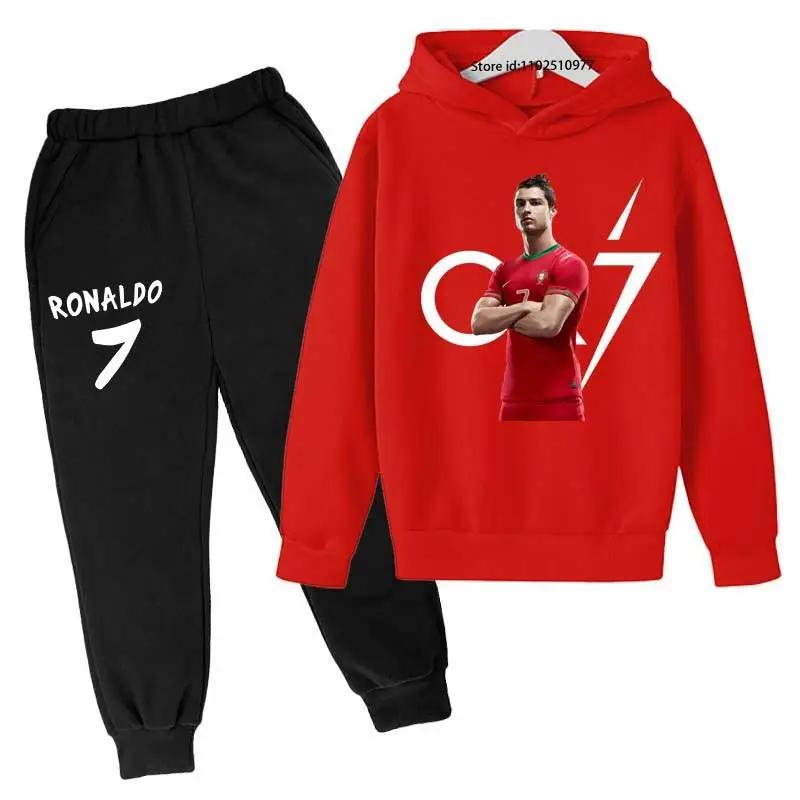 Children's Hoodie Cute Bear Print Sweatshirt Top+trousers 2P Boys Girls Boys Pullover Outdoor Sports Charming Fashion Casual Set