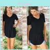 T-shirt Casual da Donna Elegante a Maniche Corte con Scollo a V e Orlo Lento per le Giornate Estive